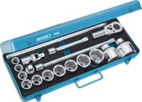 HAZET Dopsleutelset 1002 · 3/4 inch (20 mm) vierkant hol · Buiten-zeskant-profiel · 18-delig · 22 - 60