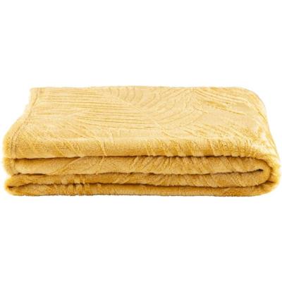 Op=Op | Leen Bakker - Plaid Ray - Oker - 130x170 Cm - Polyester - Geel