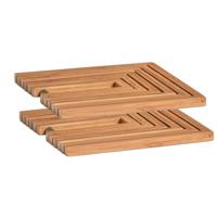 2x zeller pannenonderzetters - uitklapbaar - bamboe hout - 19-34 x 19 cm