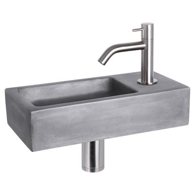 Differnz Ravo fonteinset beton donkergrijs - kraan gebogen - 38.5 x 18.5 x 9 cm - mat chroom