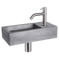 Differnz Ravo fonteinset beton donkergrijs - kraan gebogen - 38.5 x 18.5 x 9 cm - mat chroom