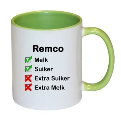 Mok met naam Checklist (groen)