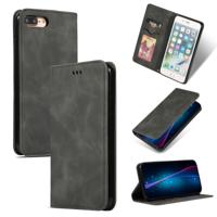 Retro huid feel Business magnetische horizontale Flip lederen case voor de iPhone 8 plus/7 Plus (donkergrijs)