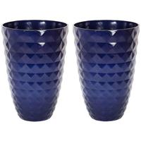 Beliani - FERIZA II - Bloempot set van 2 - Blauw - Klei-vezelmengsel