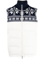 Brunello Cucinelli gilet en maille Fair Isle à empiècements - Blanc
