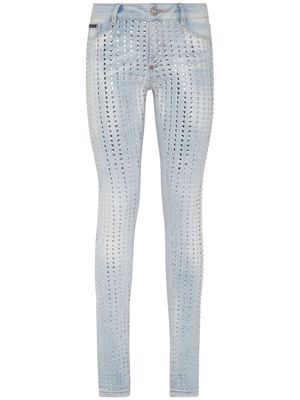 Philipp Plein jean à ornements en cristal - Bleu