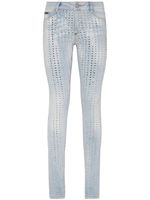 Philipp Plein jean à ornements en cristal - Bleu