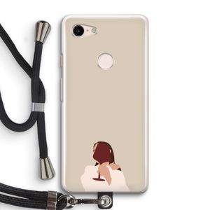 I drink wine: Pixel 3 Transparant Hoesje met koord