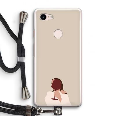 I drink wine: Pixel 3 Transparant Hoesje met koord