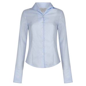 Damesblouse Tulip Herringbone blue