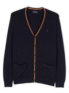 Ralph Lauren Kids cardigan en coton à logo brodé - Bleu