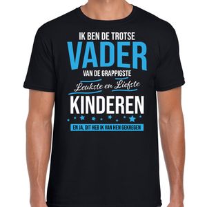 Trotse vader / kinderen cadeau t-shirt zwart voor heren