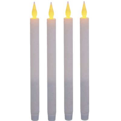 LED dinerkaarsen - 4x stuks - wit - glitter - H28 cm