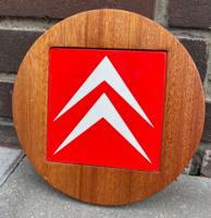 Citroen Logo Emaille Bord op Hout. Sales Sample &apos;Rijkhoek Emaille&apos; 20 cm rond