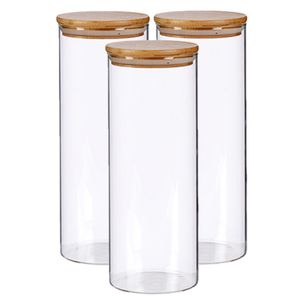 Set van 3x stuks glazen luxe keuken voorraadpotten/voorraadbussen 1800 ml