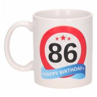 Verjaardag 86 jaar verkeersbord mok / beker   -