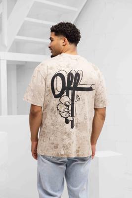 Off The Pitch Blotch Loose Fit T-Shirt Heren Beige - Maat S - Kleur: Beige | Soccerfanshop