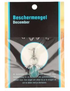 Zilverkleurige December Beschermengel Hanger Amazoniet zonder Ketting