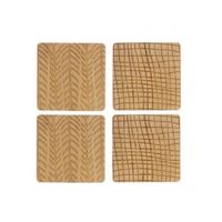 Bamboe houten glasonderzetters / onderzetters vierkant 4 stuks - Glazenonderzetters - thumbnail