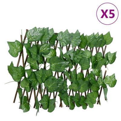 VidaXL Kunstplant druivenblad latwerk 5 st uittrekbaar 180x20 cm groen