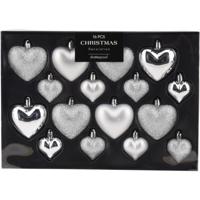 Kerstballen Hartvormen 16 Stuks Zilver - thumbnail