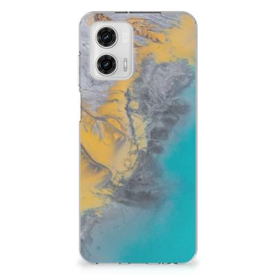 Motorola Moto G73 | TPU | Siliconen hoesje | Marble Blue Gold
