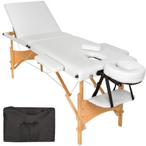 tectake® - Mobiele massagetafel 3 zones - 5 cm matras - incl. zwarte draagtas - wit - 401467