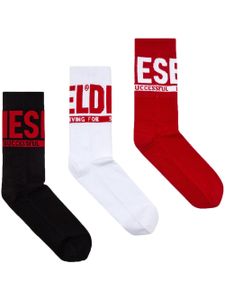 Diesel lot de trois paires de chaussettes Skm-Ray à logo en jacquard - Rouge