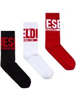 Diesel lot de trois paires de chaussettes Skm-Ray à logo en jacquard - Rouge