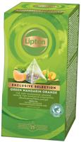 Lipton thee Exclusive Selection, groene thee mandarijn sinaasappel, doos van 25 zakjes