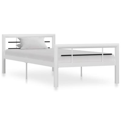 Bedframe metaal wit en zwart 90x200 cm