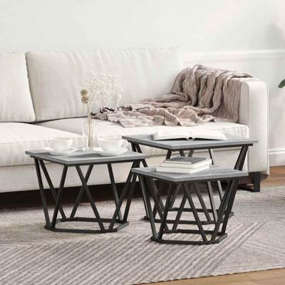 Salontafel 3 pcs Grijs sonoma 50 x 50 x 40 cm
