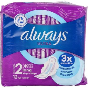 Always Maandverband ultra long (S2) vleugels (12 st)