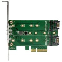 StarTech.com 3-poorts M.2 SSD (NGFF) adapter kaart- 1 x PCIe (NVMe) M.2, 2 x SATA III M.2 PCIe 3.0 - thumbnail