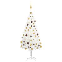 VidaXL Kunstkerstboom met verlichting en kerstballen 150 cm PVC wit - thumbnail