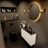 MONDIAZ FOWY toiletmeubel 80cm kleur talc. Waskom positie rechts kleur urban | urban. Met 1 kraangat