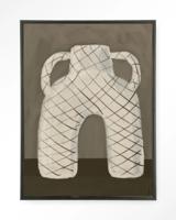Urban Cotton Wandkleed 'Vivid Vase 05' 80 x 110cm in Floating Frame - black