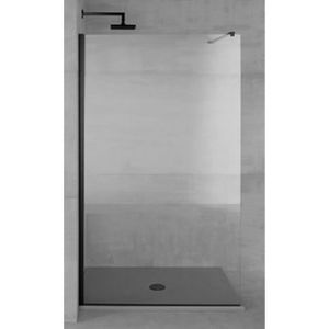 Plieger Panorama douchewand 6mm 48/50x200cm excl. muursteun incl. bevestiging zwart/helder PA1C6TN25019