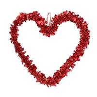 Groot Valentijnsdag decoratie hart - 35 x 28 cm - rood - folie - liefde / huwelijk thema versiering