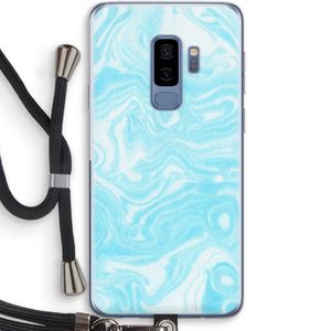 Waterverf blauw: Samsung Galaxy S9 Plus Transparant Hoesje met koord