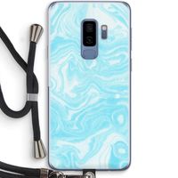 Waterverf blauw: Samsung Galaxy S9 Plus Transparant Hoesje met koord
