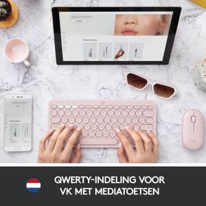 Logitech K380 Multi-Device toetsenbord Universeel Bluetooth QWERTY Engels, Italiaans Roze