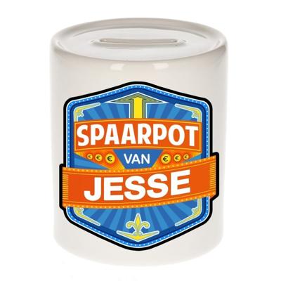 Kinder spaarpot met naam - Jesse - keramiek - met dop - wit - Sparen - Spaargeld van Jesse
