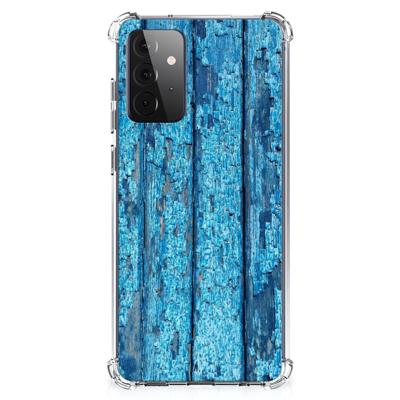 Samsung Galaxy A72 4G/5G Stevig Telefoonhoesje Wood Blue Samsung Galaxy A72 4G/5G Stevig Telefoonhoesje Wood Blue