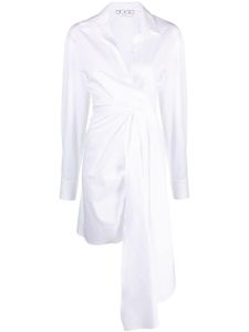 Off-White robe-chemise drapée à design asymétrique - Blanc