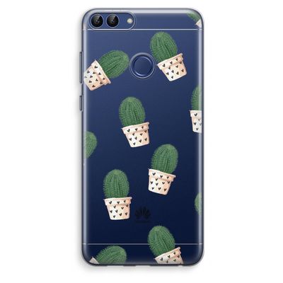 Cactusprint roze: Huawei P Smart (2018) Transparant Hoesje