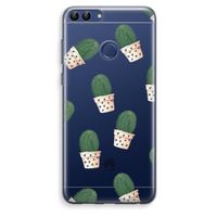 Cactusprint roze: Huawei P Smart (2018) Transparant Hoesje