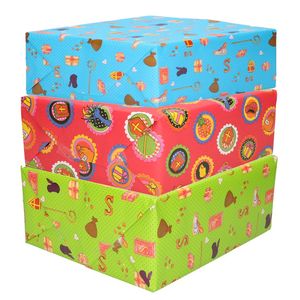 Setje van 6x rollen Sinterklaas inpakpapier/cadeaupapier 2,5 x 0,7 meter 3 soorten prints - Cadeaupapier