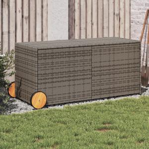 VidaXL Tuinbox met wielen 283 L poly rattan grijs