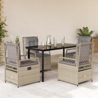 5-delige Tuinset met kussens poly rattan beige